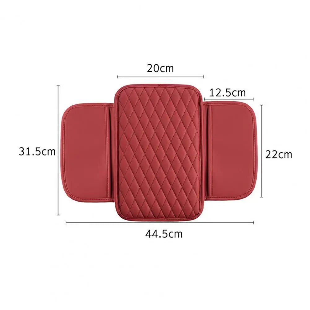 Car Armrest Mat Leather Armrest Cover Cushion with Side Storage Pockets