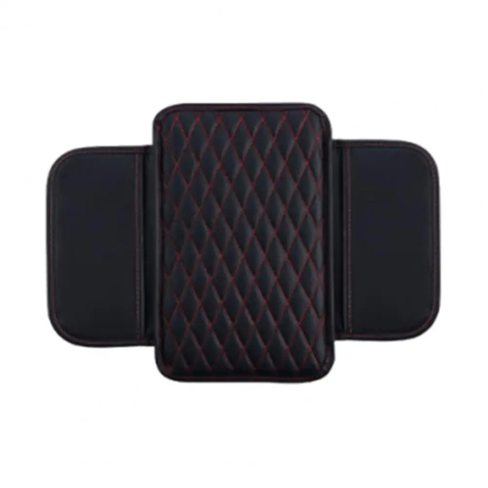 Car Armrest Mat Leather Armrest Cover Cushion with Side Storage Pockets
