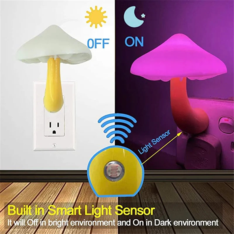 Variety of LED Night Light Mushrooms - Light Control Sensor