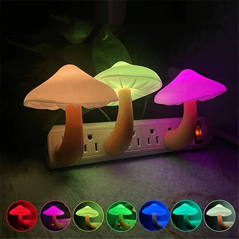 Variety of LED Night Light Mushrooms - Light Control Sensor