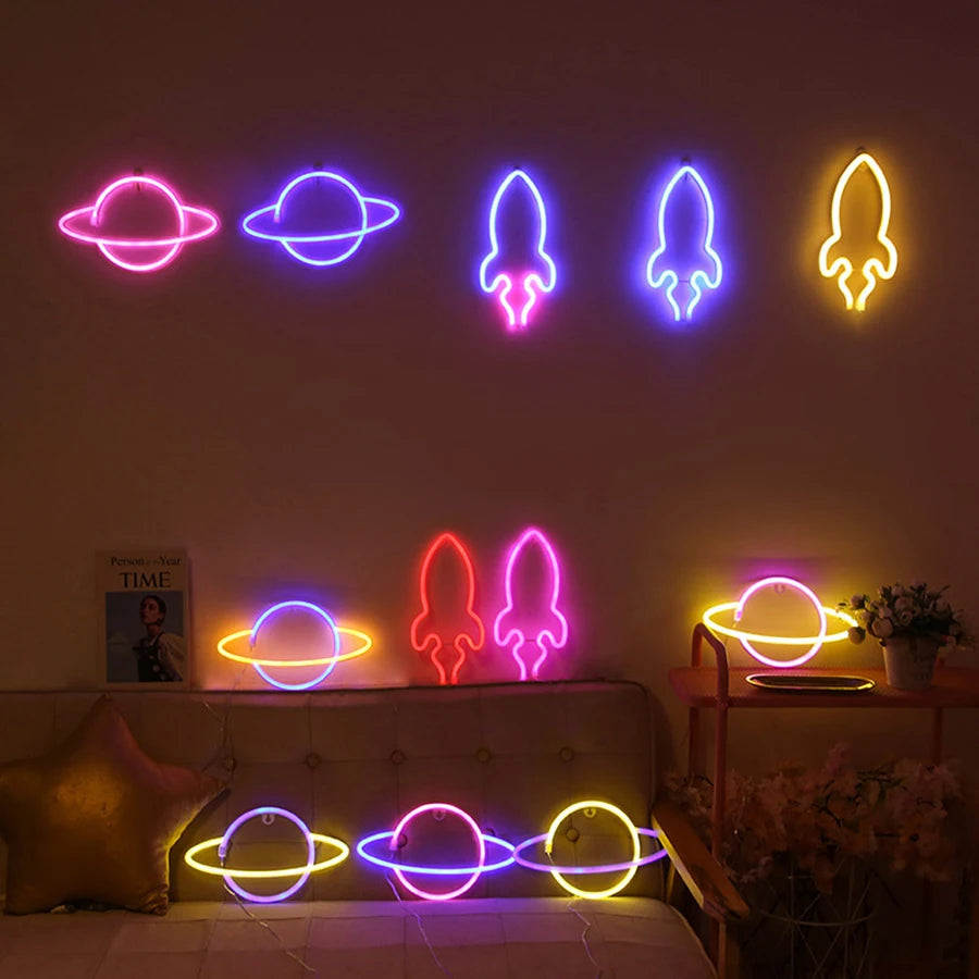 Planet Spaceman Alien Neon LED Sign Varieties