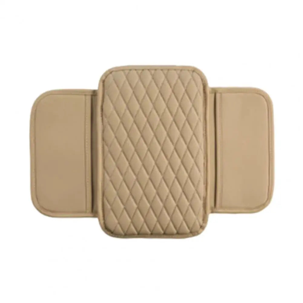 Car Armrest Mat Leather Armrest Cover Cushion with Side Storage Pockets