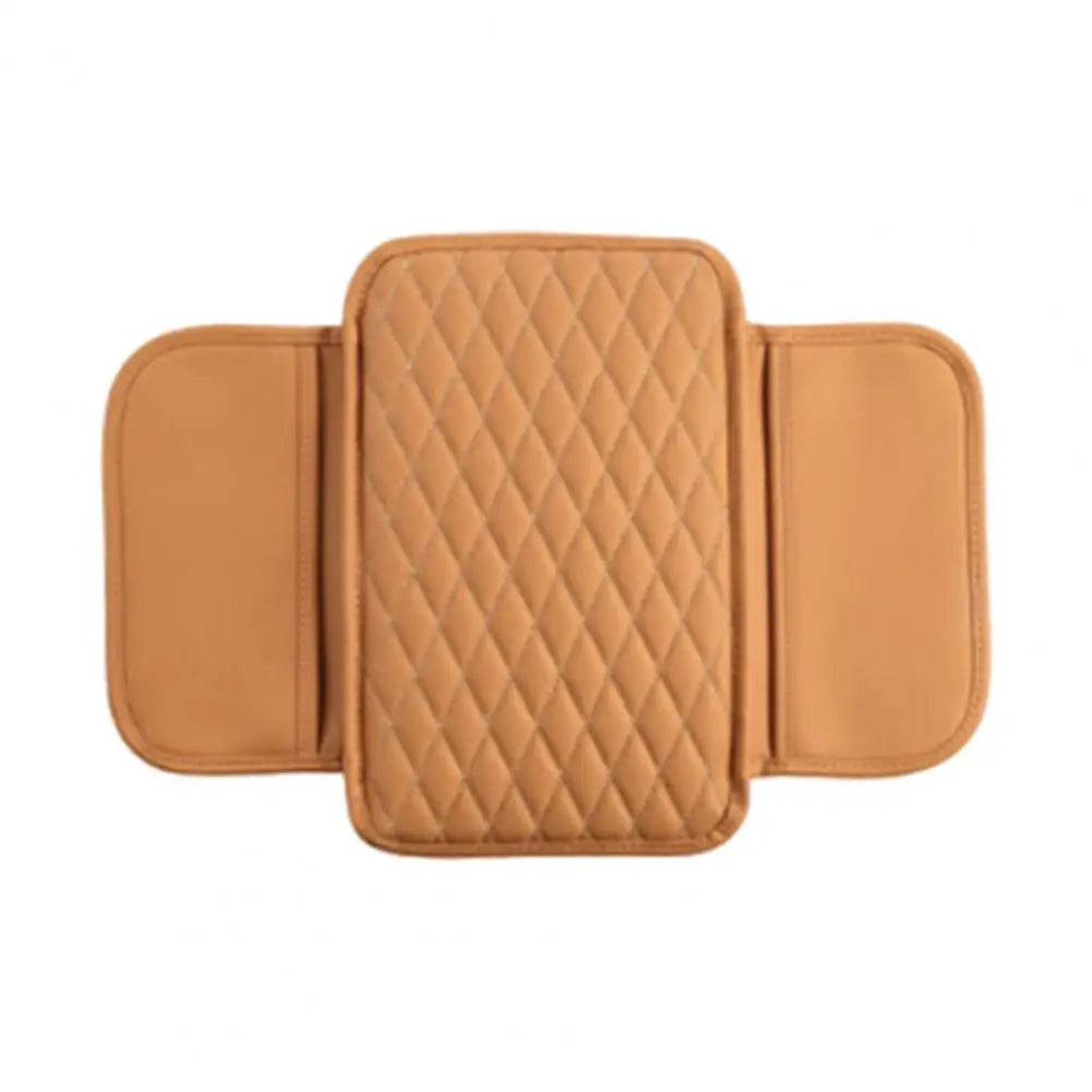 Car Armrest Mat Leather Armrest Cover Cushion with Side Storage Pockets