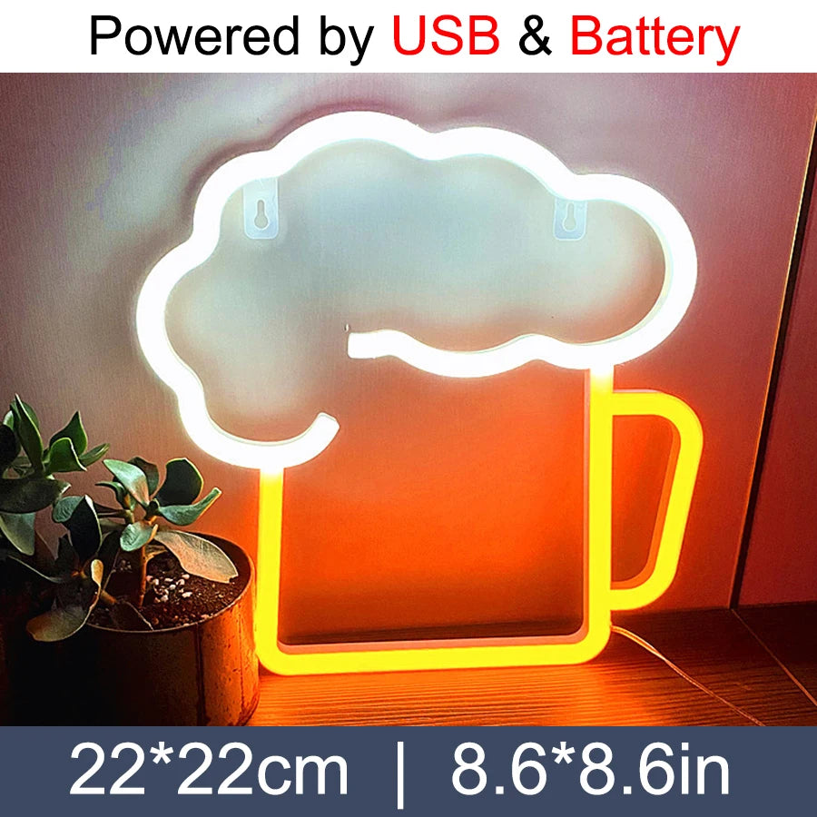 LED Neon Sign Light Letter Coffee Welcome Modeling Decoration Lamp USB & Battery Case Game Room Bar Shop Wall Wholesale Gift