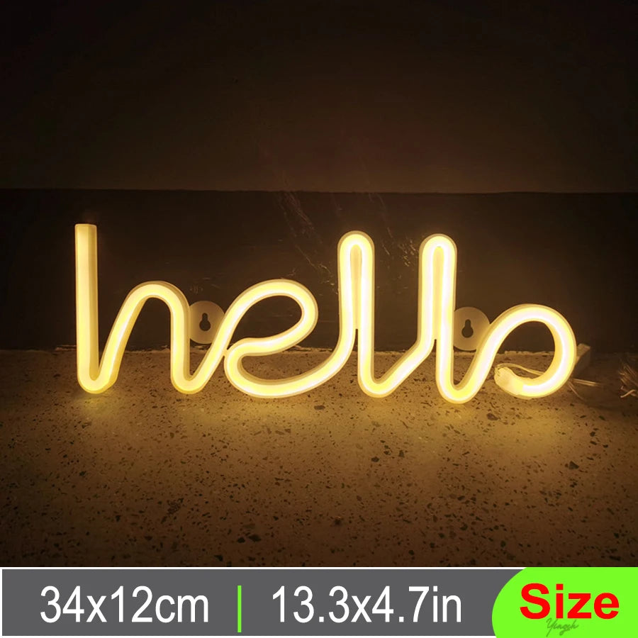 LED Neon Sign Light Letter Coffee Welcome Modeling Decoration Lamp USB & Battery Case Game Room Bar Shop Wall Wholesale Gift