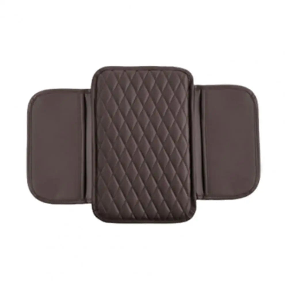 Car Armrest Mat Leather Armrest Cover Cushion with Side Storage Pockets