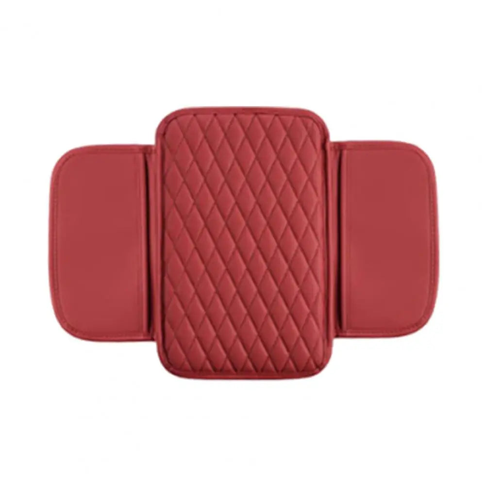 Car Armrest Mat Leather Armrest Cover Cushion with Side Storage Pockets