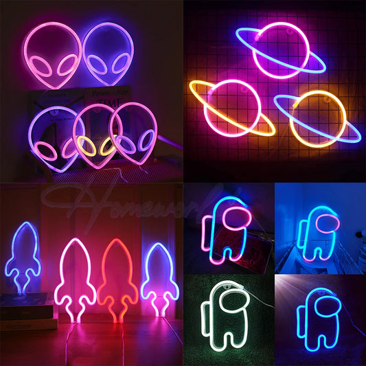 Planet Spaceman Alien Neon LED Sign Varieties